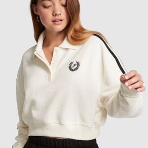 Victoria’s Secret PINK REVERSE FLEECE CROPPED POLO SWEATSHIRT